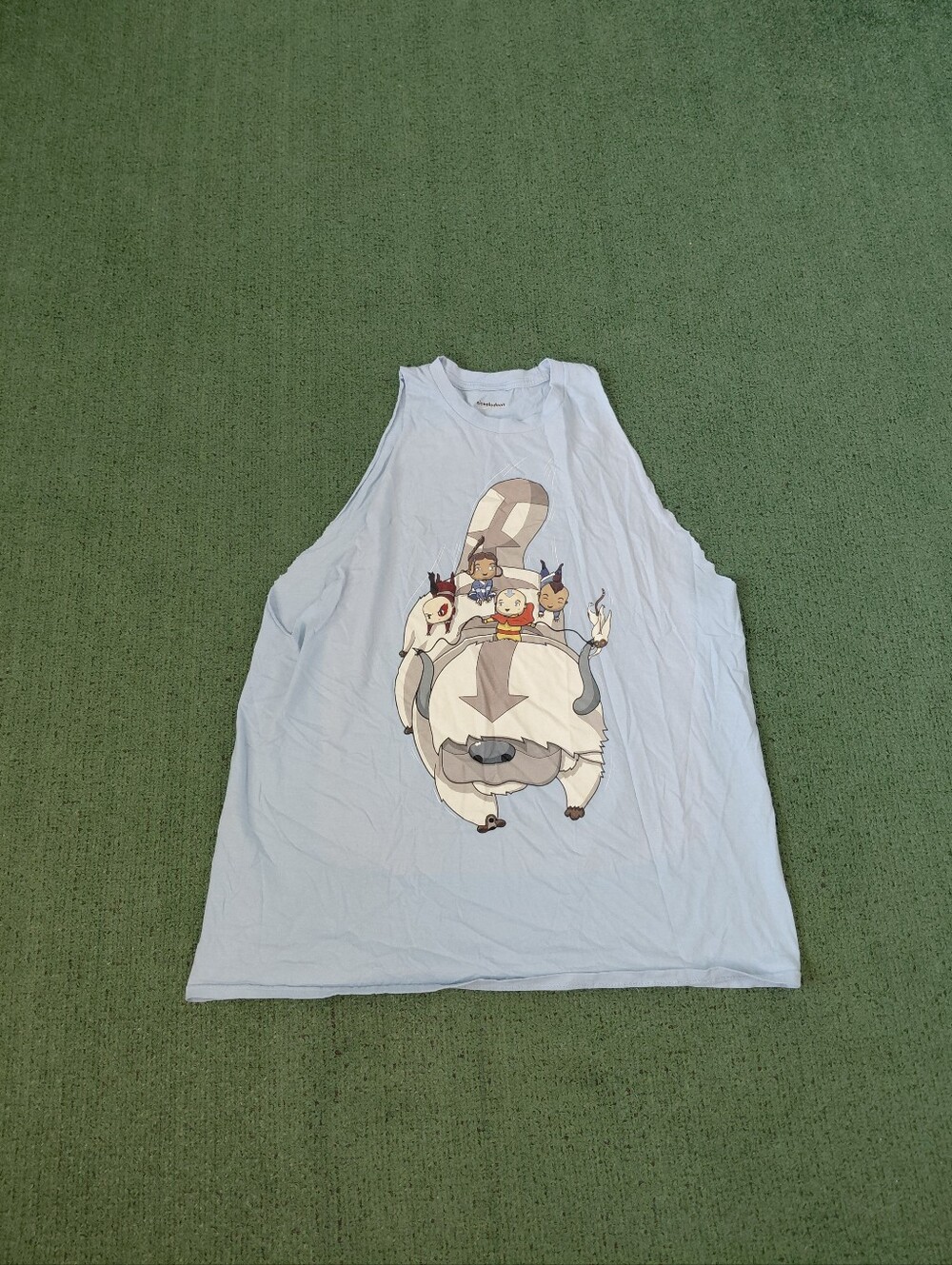 Nickelodeon Avatar The Last Airbender Anime Cartoon Light Blue Cutoff Sz Large